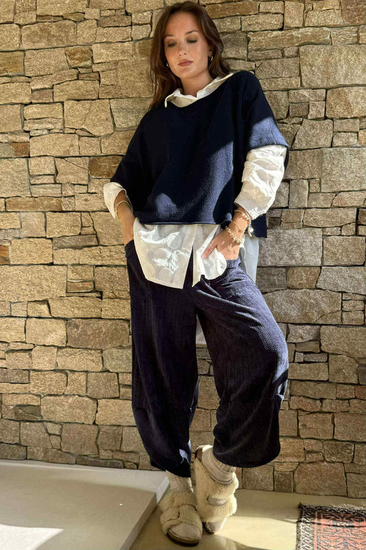 Nuk Stretch Velour Shelby Pant Navy